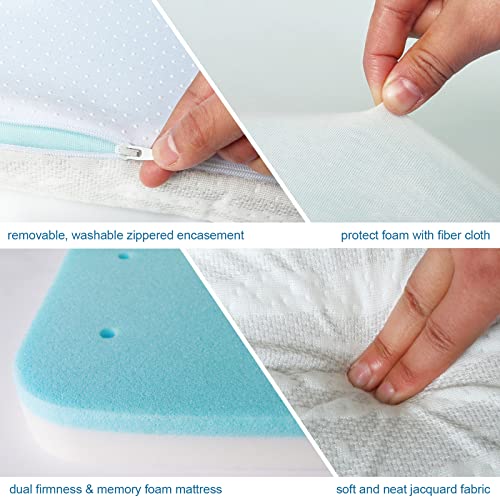 Crib Mattress Topper Memory Foam 2-Inch, Toddler Bed Mattress Topper Waterproof Bamboo Dual Sided|Crib Mattress Pad Topper With Removable Anti-Slip Protector|52" X 27" X 2" #TOP5