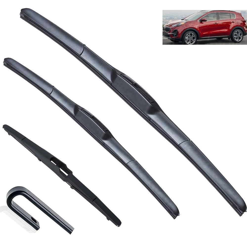 Set di spazzole tergicristallo Anteriori e Posteriori per Kia Sportage QL 2016 2017 2018 2019 2020, Parabrezza, finestrino da 26", 16" e 11".