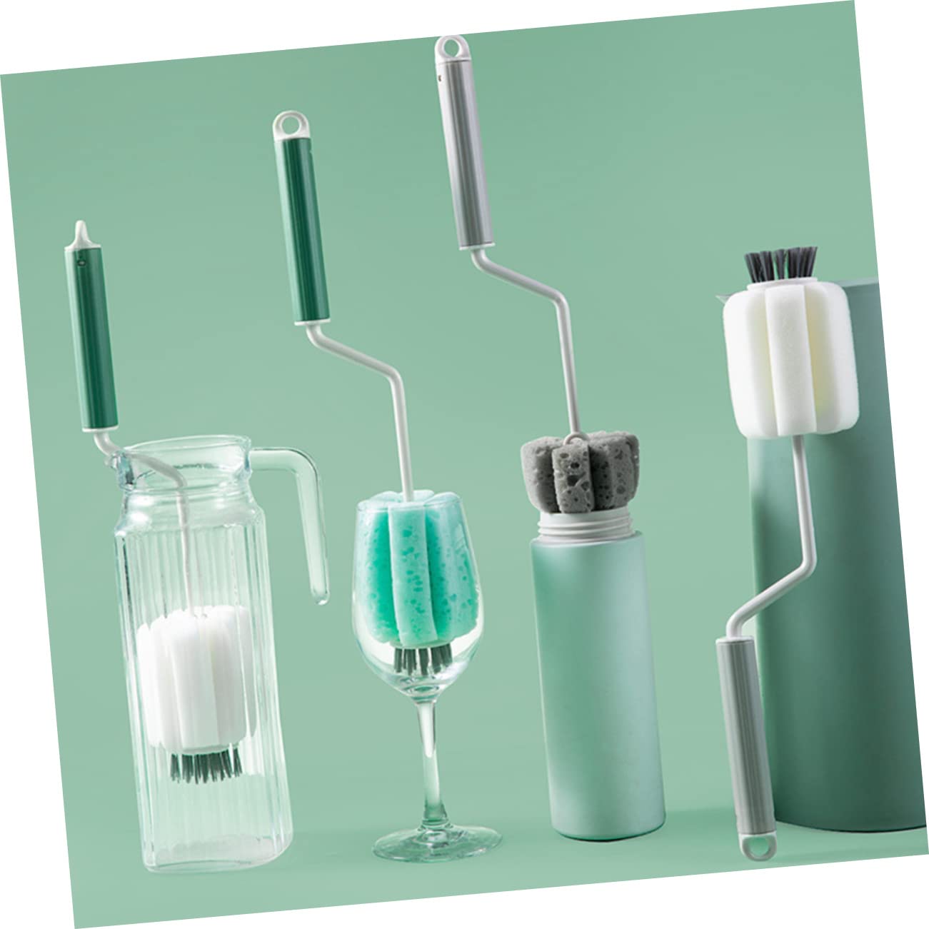 Cepillo para botellas de mango extendido, cepillo de esponja multiusos para vasos, platos y botellas, herramienta de limpieza sin esfuerzo para cocina y uso doméstico