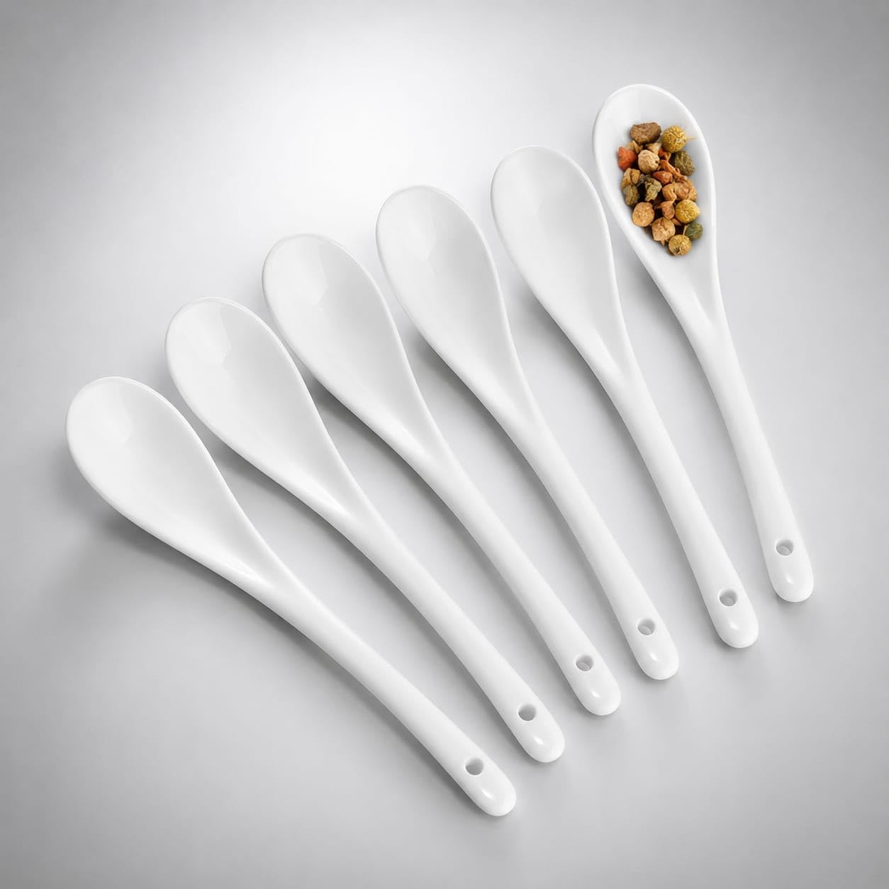 Ceramic White Long Tasting Spoons 5 Inch Set of 6 | Premium Porcelain Soup Spoon | Dessert Spoon for Ice Cream, Yogurt, Tea, Coffee, Appetizers, Snacks | Reusable Serving Spoons-image-19