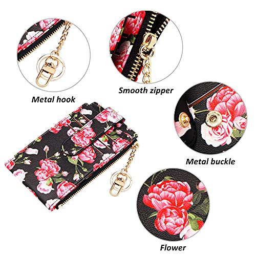 Image of Badiya Slim Women Wallet RFID Blocking Bifold Compact 9 Card Slots Holder Wallets Soft Leather with Zipper Coin Pocket 2 ID Window