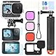 ShipeeKin Zubehör Set Kit für Gopro Hero 12 11 10 9 Black, Wasserdicht Tauchgehäuse Unterwasser Schwimmender Handgriff Glasfolie Rotfilter Silikon Schutzhülle mit Objektivabdeckung Anti-Fog-Einsätze