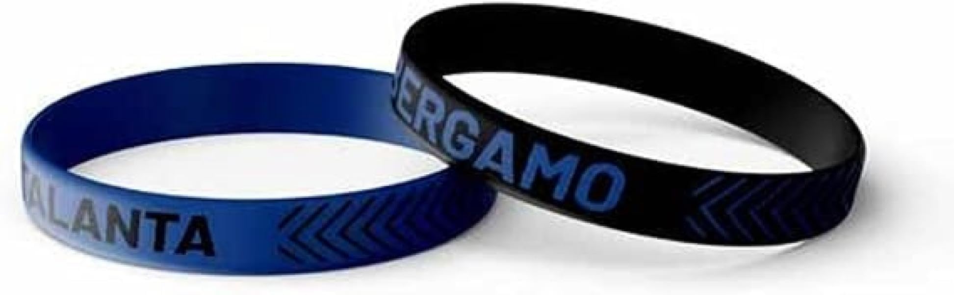 Atalanta B.C. 2 Braccialetti in Silicone Nero e Azzurro - Prodotto Ufficiale