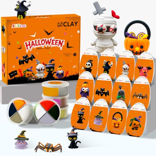 ARTPAR Kids Halloween Air Dry Clay Crafts, 12 Boxes Modeling Clay Kit