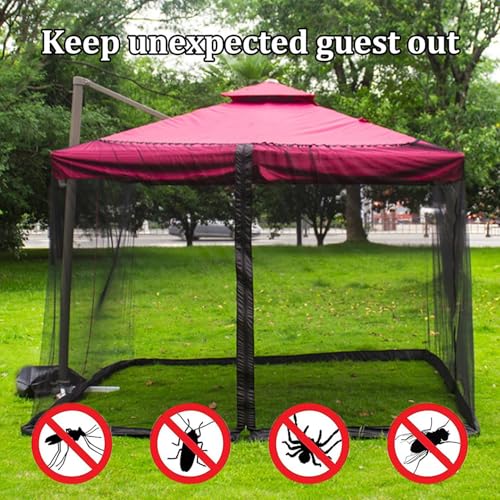 Moustiquaire Carrée 300x300cm avec Fermeture Éclair pour Parasol