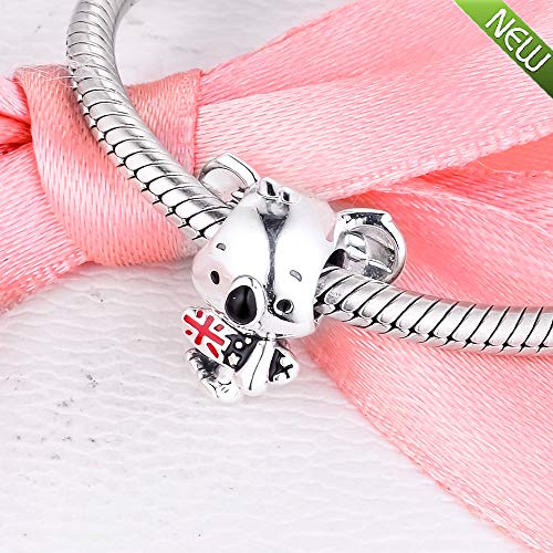 Abalorio de koala de surf en plata 925 compatible con pulsera Pandora 2