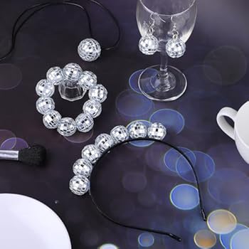 XEPST 4 stuks jaren 70 disco kostuum accessoires set met pailletten hoed zilveren oorbellen zonnebril ketting disco fancy dress kit voor vrouwen retro 70 80 thema feest verjaardag dans