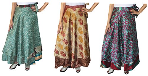 Großhandel 3 PC-Los Zwei Schichten Frauen Indian Wrap Around Langer Rock Cover