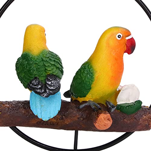Hangend Papegaaistandbeeld, Hangend Vogelringdecor Sculptuurbeeldje Op Metalen Ronde Ring Art Decor Prachtige Schommel Voor Terrasgazon Huis- En Tuindecoratie - Image 5