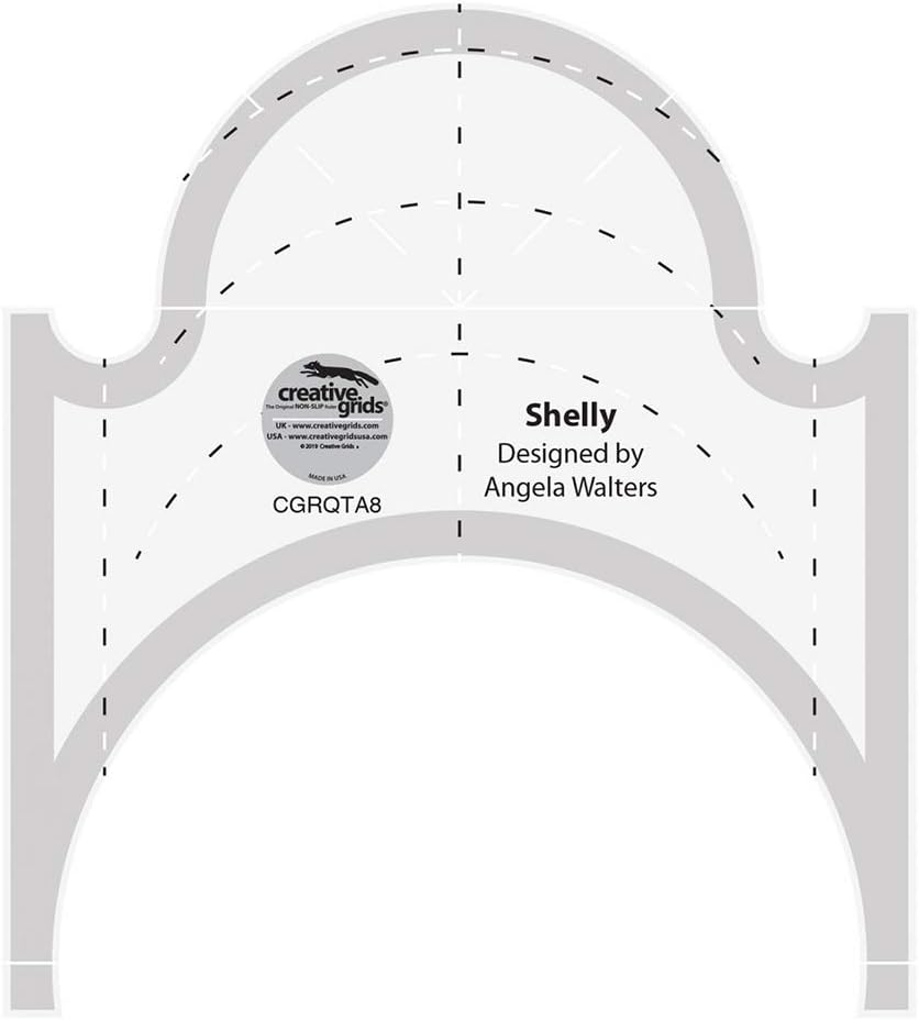 Machine Quilting Tool Shelly – CGRQTA8 – Made in USA Non-Slip Grip Acrylic Quilting & Sewing Template Ruler for Free-Motion Quilt Patchwork Design Sewing & Longarm Machines on Domestic