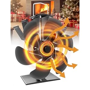 DMTIVMG Ventilador de Chimenea de 6 Aspas Ventilador de Estufa Silencioso No Eléctrico y Ecológico para Estufas de Leña y Pellet