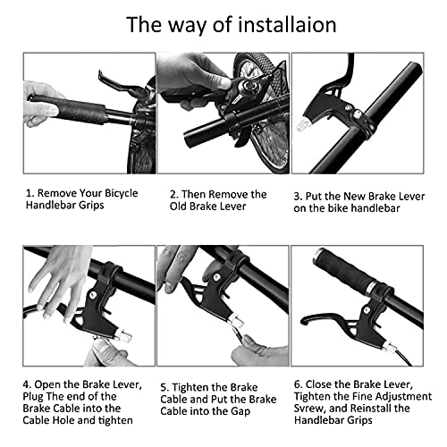 Bnvb 1 Pair Bicycle Brake Levers, 2Pcs Aluminium Alloy Bike Brake Handle Universal 4 Finger 2.2Cm Fits For Most Bicycle, Mtb、Bmx、Road Bike. (Silver) #TOP6