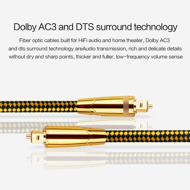 Cables de audio y vídeo digitales de fibra óptica de cobre libre de oxiácidos for audiófilos, HIFI, DTS, entusiastas del sonido 7.1 for amplificadores(1.5 Meters)