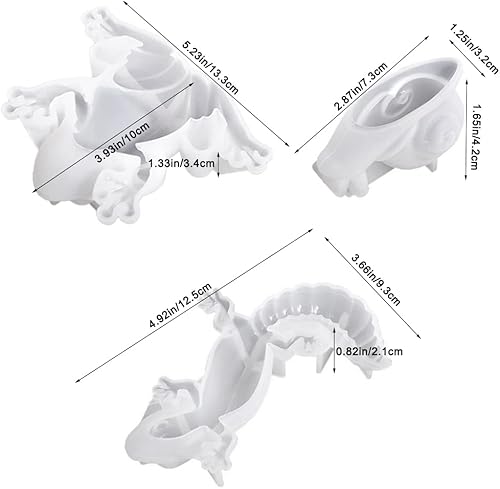 Miniatura 5 de AFUNTA 3D - Moldes de resina con forma de caracoles de lagarto de rana 3D, 3 piezas de moldes de resina epoxi realistas, para pared, escritorio,