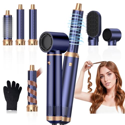 Image of 5 in 1 Blow Dryer Brush Set, Detachable Hot Air Styler & Hair Dryer Brush for Women, Blowout Brush with Auto Wrap Curling Iron, Smoothing Brush & Round Brush Volumizer for All Hair Types
