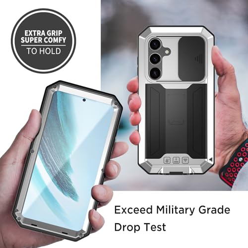 Coque Samsung S24 Plus Miimall en métal argent avec support - 7