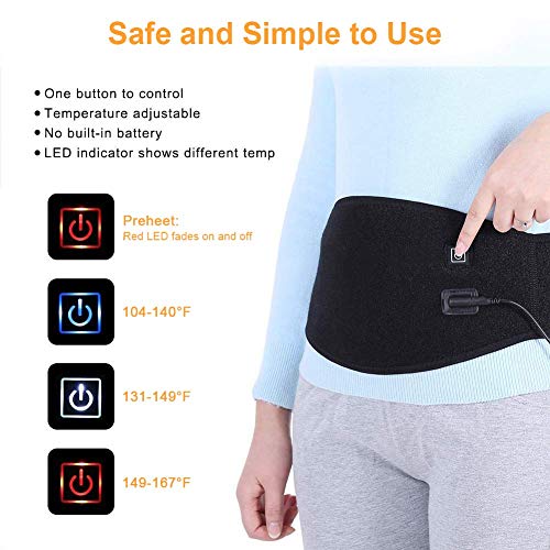 Waist Heating Pad - Electric Heated Waist Belt for Lower Back Hot Therapy Pain Relief Lumbar Spine Arthritis, Strains, Sprains, Stiffness for Abdominal Menstrual Cramps