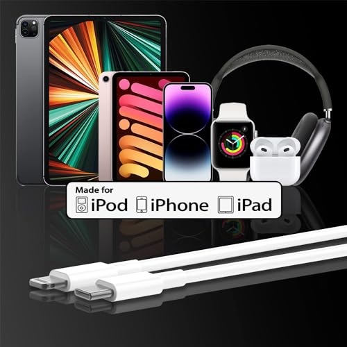 Image of NISHTECH USB C To Lightning Cable 1M iPhone Fast Charger Cable USB-C Power Delivery Charging Cord For iPhone 14 /13 /12 /12 PRO Max /12 Mini /11 /11PRO /XS /Max /XR /X /8 /8Plus /iPad Pack Of 1, White