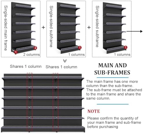 Double-Sided Gondola Shelving Display Rack with 4 Sturdy Shelves for Grocery, Liquor, Office Supplies - Sleek Market Shelf for Retail Stores