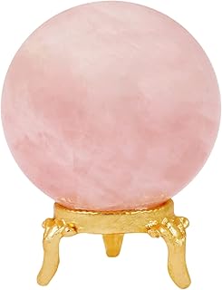 Rose Quartz Sphere - Crystal Ball with Stand - Crystal Sphere - Home Decoration - Gemstones and Crystals - Crystal Mini Ball - Healing Crystal - Ball Sculpture - Wiccan Crystal - Witch Gifts