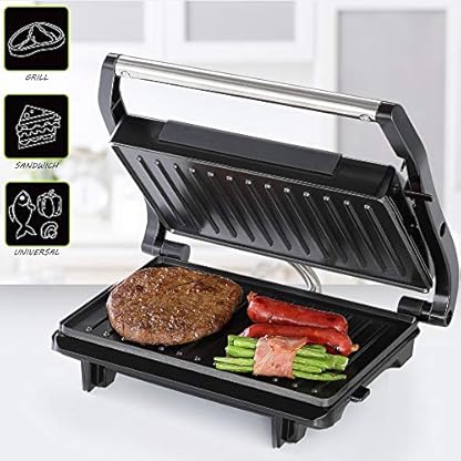 MONZANA® Kontaktgrill Antihaftbeschichtung Cool-Touch Sicherheitsverschluss Küche Tischgrill Sandwich Toaster Elektrogrill Panini Maker 750W Schwarz – Bild 7