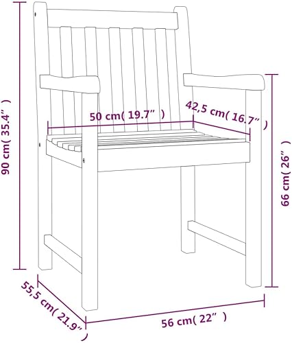 Miniatura 8 de Sillas de patio, 6 piezas de 22 x 21.9 x 35.4 pulgadas, madera maciza, puerta exterior, sillas para comedor, sillas de mesa para patio, playa,