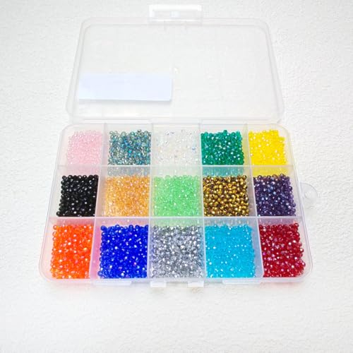 Image of 2mm Rondelle Glass Beads for Jewelry Making, 2700pcs Faceted Briolette Crystal Spacer Beads for Bracelets Necklaces Earring