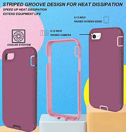 Onola Iphone Se 2022/2020 Case With 2 Tempered Glass Screen Protectors - Shockproof & Dustproof Winered-Pink (4.7-Inch) #TOP1