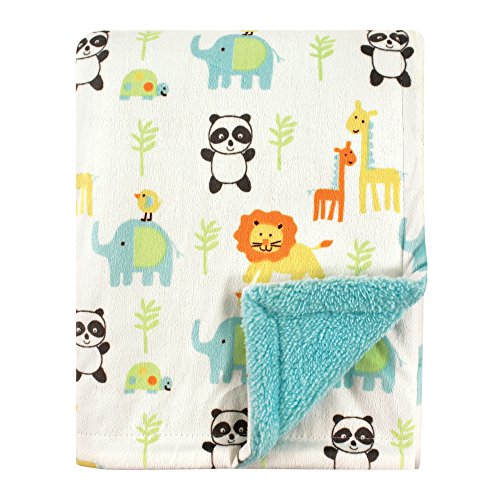 Luvable Friends Unisex Baby Plush Blanket with Sherpa Back, Neutral Animals, One Size