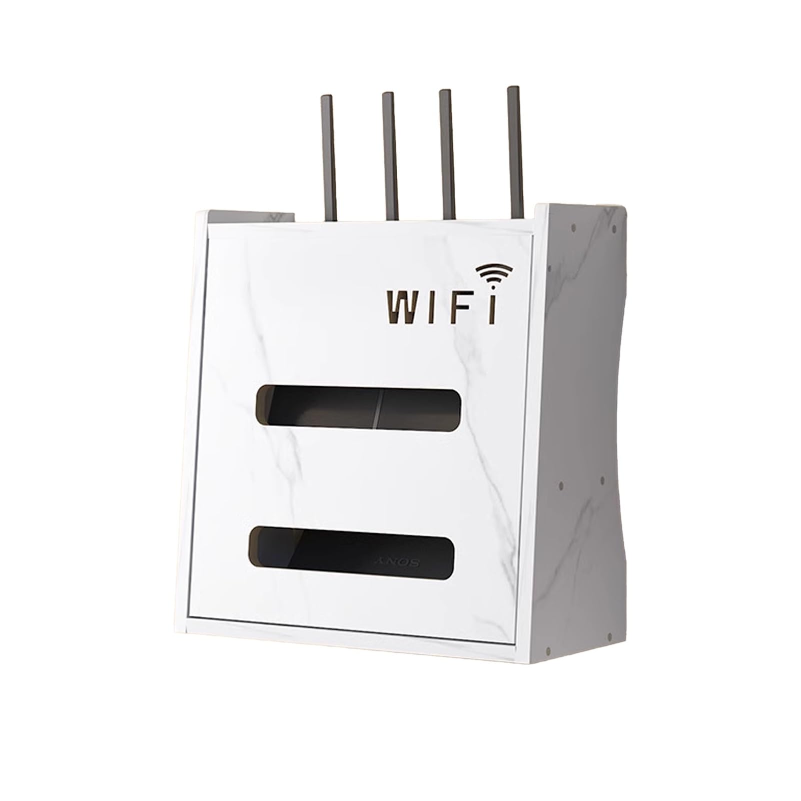 Support Mural en Bois pour routeur WiFi, Support pour Modem, multiprise et Cache-câbles, adapté à Une Utilisation au Bureau et à la Maison (Blanc).
