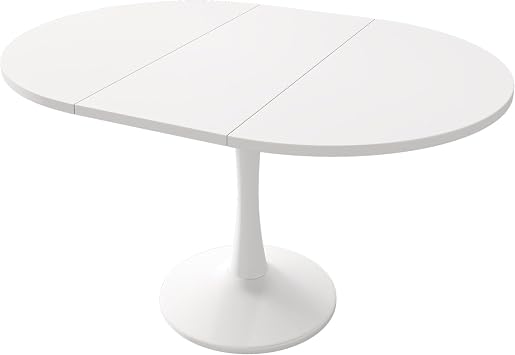Oval Extendable Dining Table for 4-6 Seater, Space-Saving Table for Living Room Kitchen, Length 100-140cm