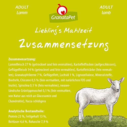 GranataPet Liebling's Mahlzeit Adult Lamm, 1,8 kg, Trockenfutter für Hunde, Hundefutter ohne Getreide & ohne Zuckerzusätze, Alleinfuttermittel