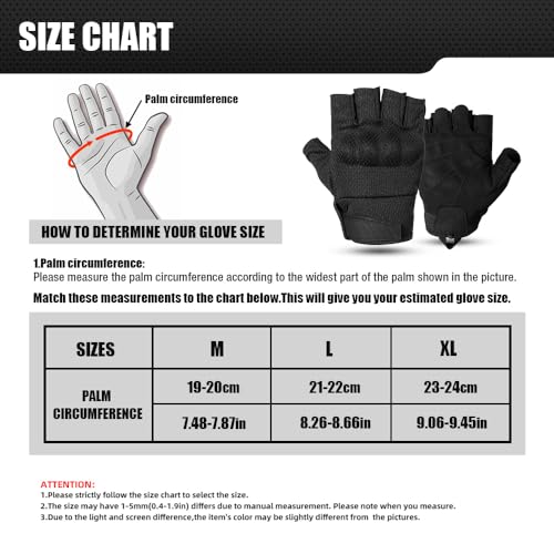 AXBXCX Tactical Fingerless Gloves for Men Women Breathable Flexible Half Finger Gloves for Airsoft Paintball Motorcycle Cycling Black L