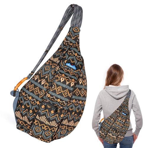 Image of KAVU Rope Sling Bag - Large Crossbody Bags for Women & Men | Hands Free, Cross Body for Travel, Hiking & Everyday Carry, with Padded Back, Adjustable Rope Strap & Cotton Canvas