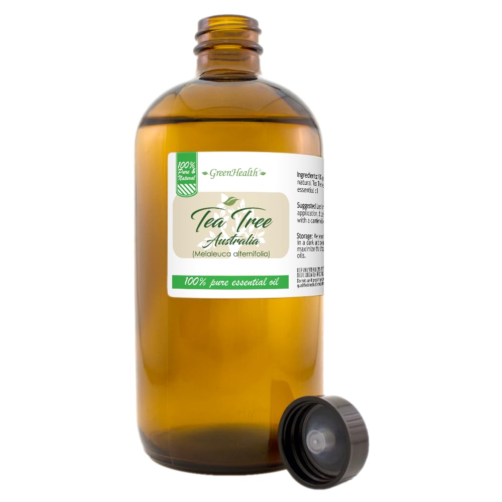 Tea Tree (Australia) Essential Oil - 16 fl oz (473 ml) Amber Glass Bottle w/Cap - 100% Pure Essential Oil - GreenHealth