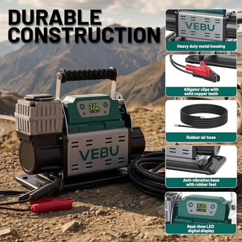 Image of RV Air Compressor 12V Tire Inflator, 150PSI with Auto Shut-off, Digital Display & Preset, 5.65CFM Fast Inflation for Off-road Vehicles, Trucks, SUVs, RVs, ATVs, Corded Electric
