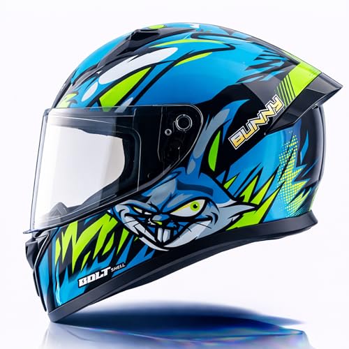 Vega Bolt Bunny Black Neon Blue Helmet-L