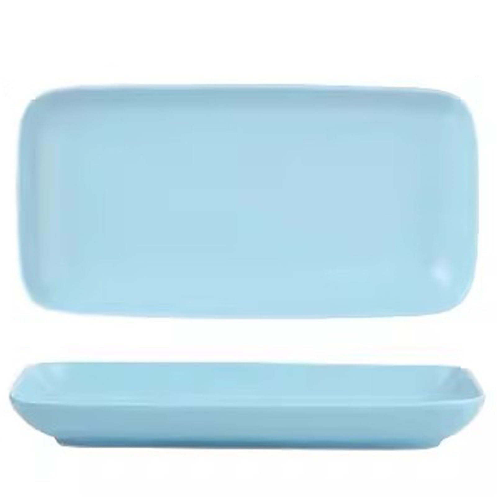 Rectangle Serving Platters in 4 Colors Japanese Style Kitchen Porcelain Serving Dishes for Salad, Pasta, Dessert - 10.4x5.3x1.1inch (Color : Blue)