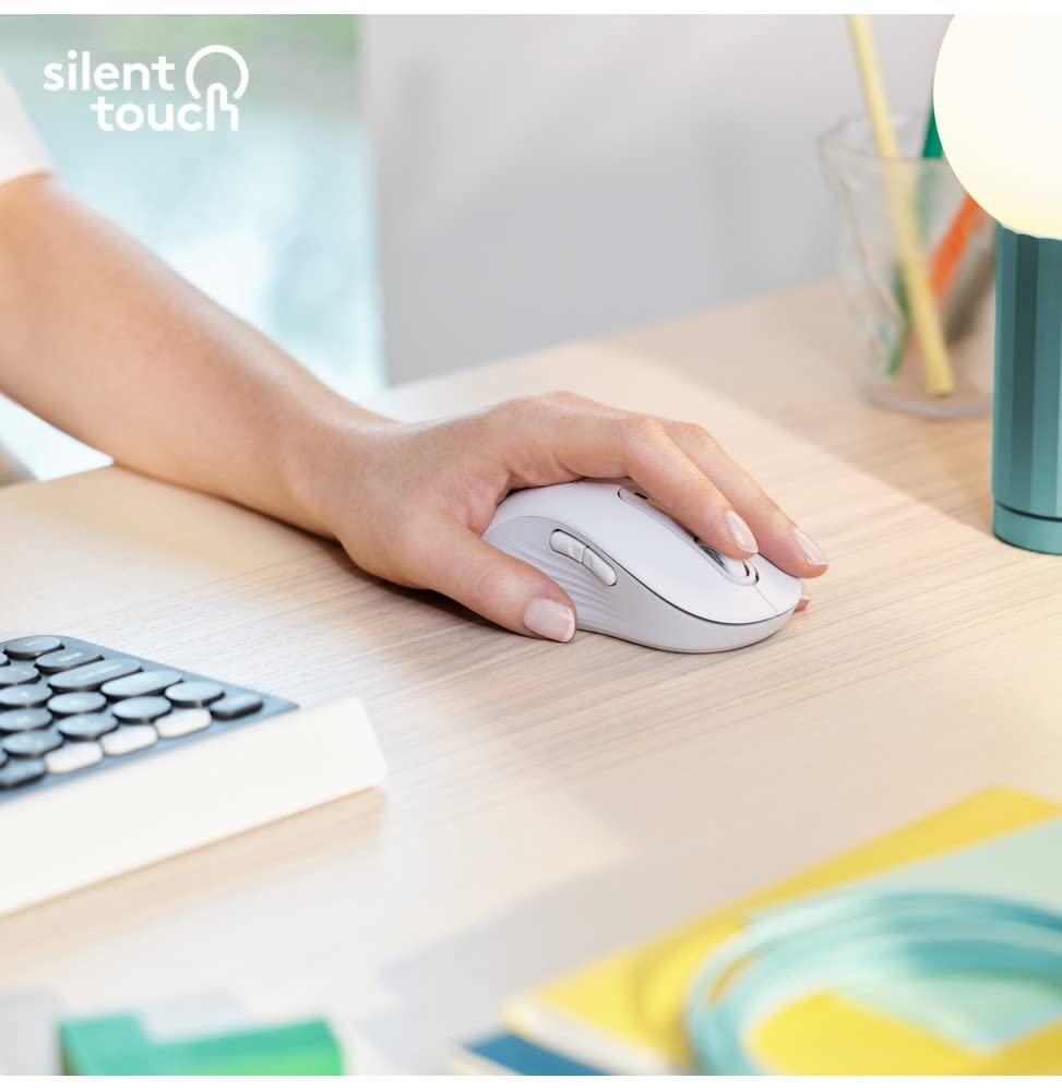 Logitech Signature M650 L Left Mouse wireless - Per mancini con mani grandi, Durata Batteria 2 anni, Clic Silenziosi, Tasti Personalizzabili, Bluetooth, per PC/Mac/Più dispositivi/Chromebook - Bianco