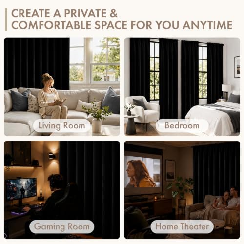 Image of MIULEE Black Blackout Curtains 63 Inch Length for Bedroom Set of 4 Panels