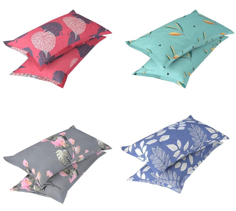 Image of HOMEKART Combo of 4 Double Bedsheet with 8 Pillow Covers - Elegant Designs, Perfect for Every Bedroom Durable Breathable & Wrinkle Sheets 220 x 218 cm - Jaipuri Floral Printed Green Orange Black