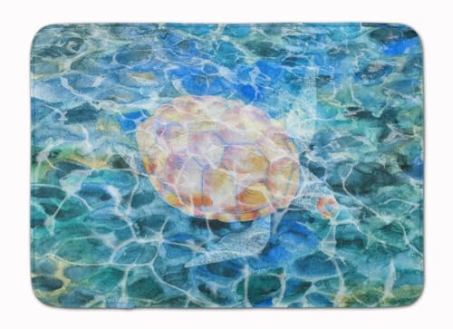 Caroline's Treasures BB5363RUG Sea Turtle Under water Machine Washable Memory Foam Mat, Bathroom Rug, Non-Slip Bath Mat, Durable Thick Washable Rugs for Kitchen, Bathroom Quick Dry, Decorative Artwork