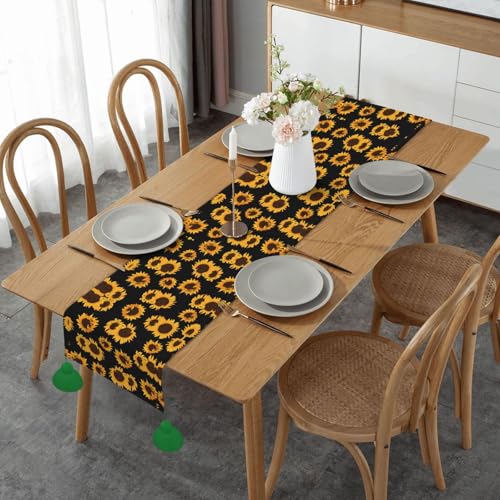Chemin de table de ferme imprimé tournesols dorés pour table de cartes et basse - 2