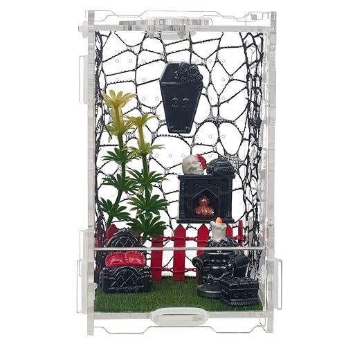 Image of Jumping Spider Enclosure 5.1 inchx3.1 inchx3.1 inch - Magnetic Locking Lid, Front Opening Door, Feeding Port, Easy Assembly Habitat for Tarantula, Mantis, Small Reptiles (Accessories Not Included)
