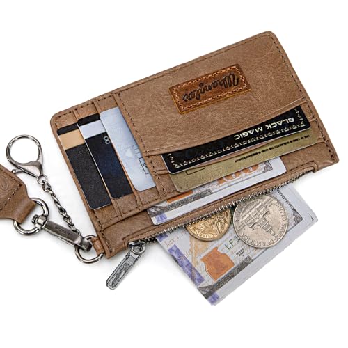 Image of Montana West X Wrangler RFID Credit Card Holder Small Card Wallets for Women Slim Wallet Keychain Women Card Holder with Wristlet Strap