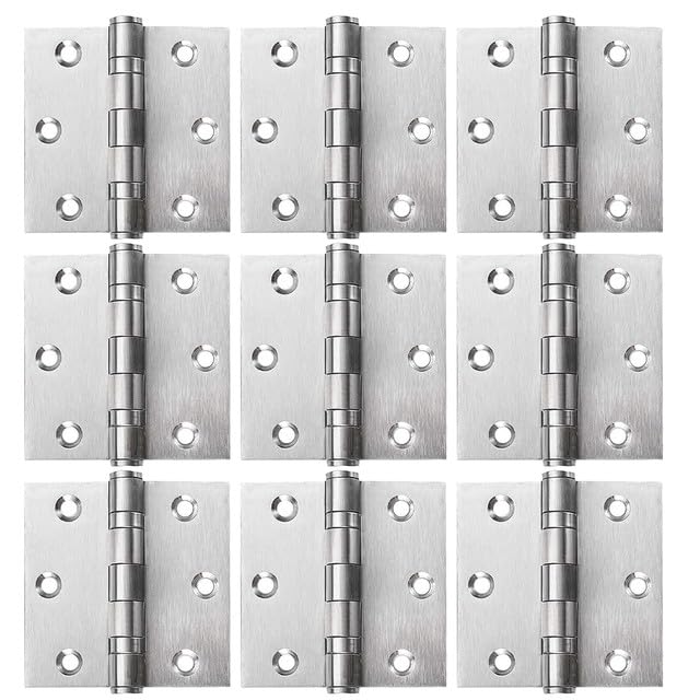DOMIRA Polished Chrome Ball Bearing Hinges, Heavy Duty Steel Door Hinges for Wooden Doors, Durable Chrome Butt Hinges for Internal and External Use. (3" (76mm) - Pack of 9)