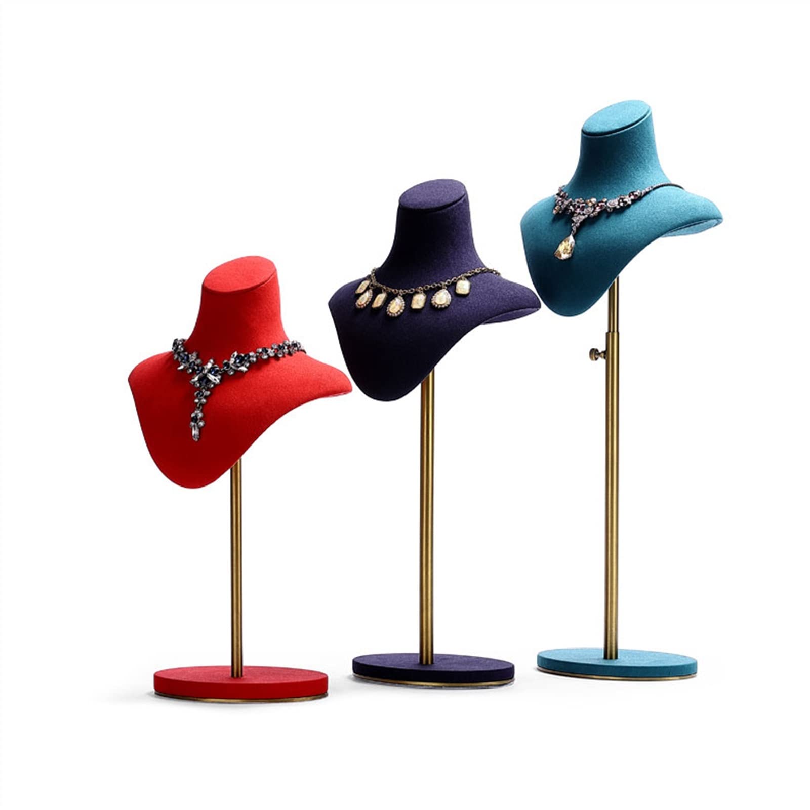 Gioiello Gioiello Relace Velvet Display Bust Cocklace Pos Repistenti, Porta della Collana ad Altezza Regolabile, Supporto per manichini e Display di Gioielli in Velluto Viola e Display di Gioielli