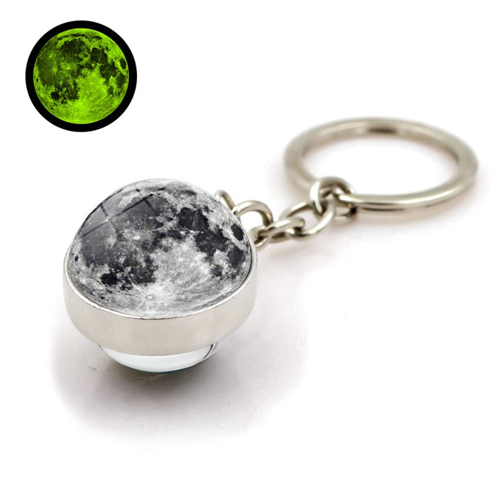 HUNO Glow In The Dark Solar System Planet Keychain Earth Saturn Moon Sun Luminous Galaxy Keyring-Saturn