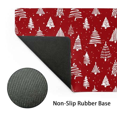Image of Red Christmas Mouse Pad Christmas Tree Xmas Holiday Winter Extended Desk Mat 80X30 cm Non-Slip Rubber Base Stitched Edge Large XL Mousepad for Desk Gaming Laptop Desktop,31.5x11.8 Inch