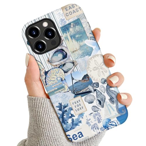 Compatible with for iPhone 15 Pro Max,Vintage Seashell Ocean Blue Collage Phone Case for Girl Women Boy Men,Scratch Resistant Shockproof Cover Case for iPhone 15 Pro Max by Generic - Used condition - Image 3